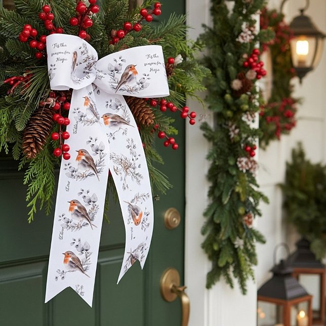 Aquarellvögel und Schnee - Sonderurlaub Satinband (Von Creator hochgeladen)