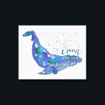 Aquarellwal - Liebe so groß wie der Ozean Leinwanddruck<br><div class="desc">"Whale Liebe" von Catherine McGuire. Aquarellwal mit Zitat.</div>