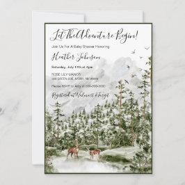 Aquarellwald Deer Baby Dusche Einladung