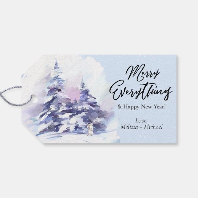 Aquarellwald erfreut alles Urlaub Geschenkanhänger (Rückseite Horizontal)