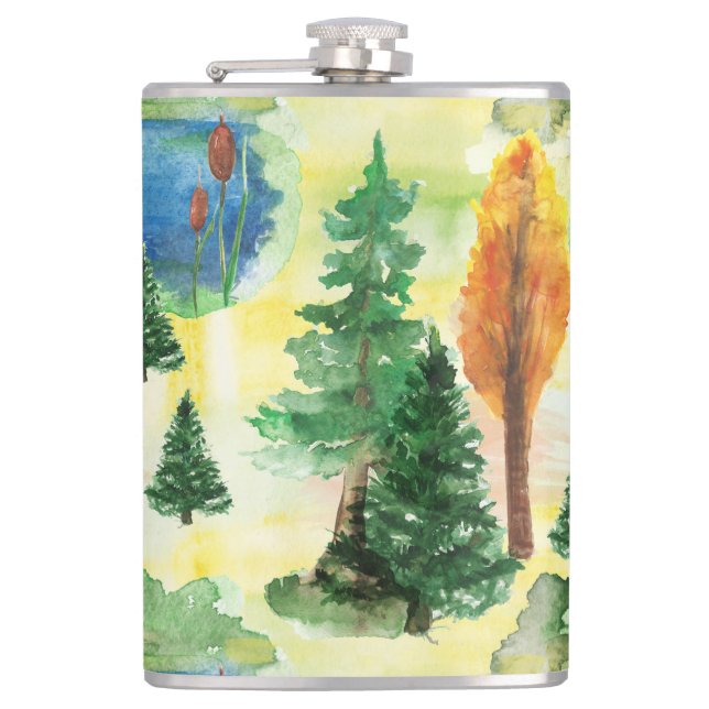 Aquarellwald Flachmann (Vorderseite)