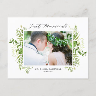 Aquarellwald Foto Nur verheiratet Ankündigungspostkarte