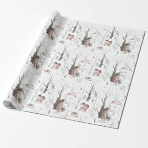 Aquarellwald Friends Babydusche Geschenkpapier