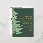 Aquarellwald Frohe Weihnachtsfeiertage Folien Feiertagspostkarte<br><div class="desc">Ein elegantes,  naturgetreues Urlaubsdesign. Teil einer Sammlung. Mit elegantem Text und schönem Aquarellwald-Design.</div>