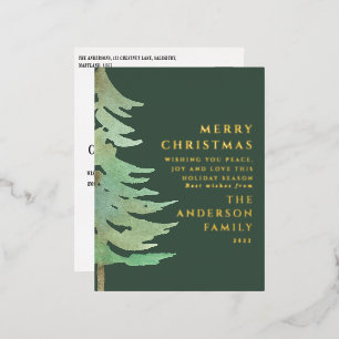 Aquarellwald Frohe Weihnachtsfeiertage Folien Feiertagspostkarte
