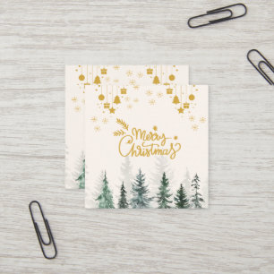 Aquarellwald Frohe Weihnachtsfeiertage Quadratische Visitenkarte