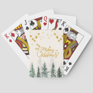 Aquarellwald Frohe Weihnachtsfeiertage Spielkarten
