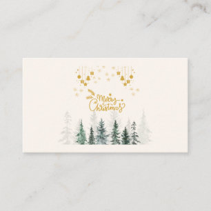 Aquarellwald Frohe Weihnachtsfeiertage Visitenkarte