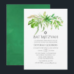 Aquarellwald Grünanlage Bat Mitzvah Einladung<br><div class="desc">Trendy handgemalt Aquarellgrün Fledermaus Mitzvah Einladung mit grünem Aquarell Waschhintergrund.</div>