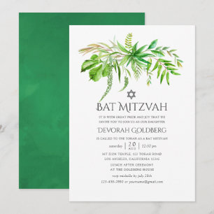 Aquarellwald Grünanlage Bat Mitzvah Einladung