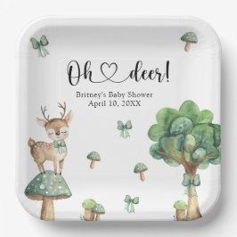 Aquarellwald Hirschdusche Pappteller