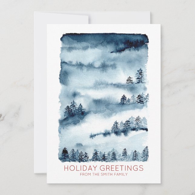 Aquarellwald | Holiday Greetings Feiertagskarte (Vorderseite)