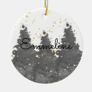 Aquarellwald Keramik Ornament