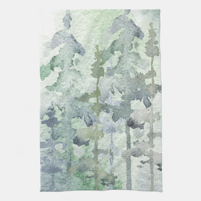 Aquarellwald, Natur, Wildnis, Küche Geschirrtuch (Vertikal)