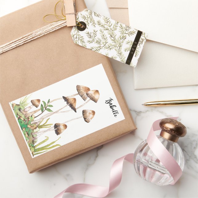 Aquarellwald-Pilze Rechteckiger Aufkleber (Schenken)