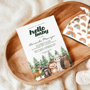 Aquarellwald Pine Trees Winter Baby Dusche Einladung