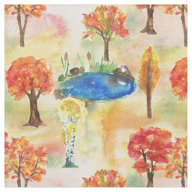 Aquarellwald Stoff (Nahaufnahme)