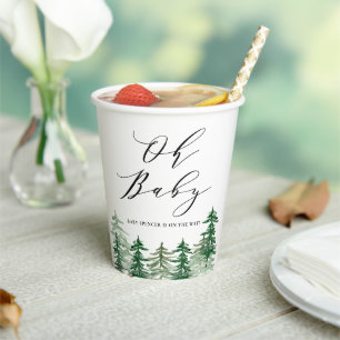 Aquarellwald Woodland Babydusche Pappbecher