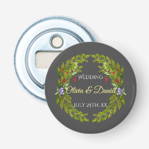 Aquarellwaldbeeren und Pilze Hochzeitskrieg Flaschenöffner