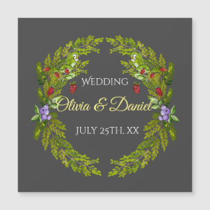 Aquarellwaldbeeren und Pilze Hochzeitskrieg Magnetkarte