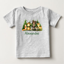 Aquarellwaldtiere Waldbäume Baby T-shirt