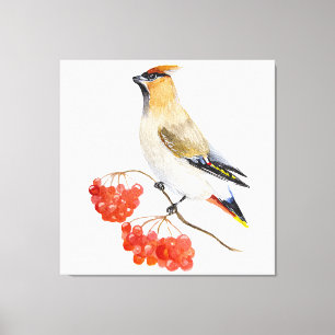 Aquarellwaldvogel wächst leinwanddruck