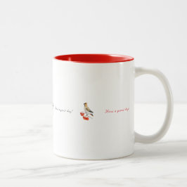 Aquarellwaldvogel wächst zweifarbige tasse