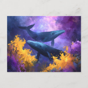 Aquarellwale Abstrakt Ocean Garden Ankündigungspostkarte