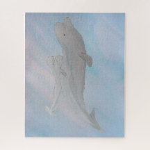 Aquarellwale Mutter Baby Beluga Whales