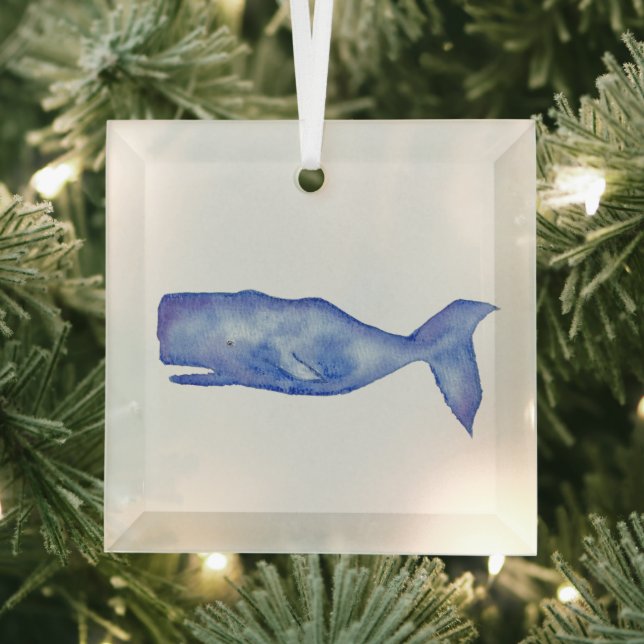 Aquarellwale von Charlotte Canzano Ornament Aus Glas (Insitu)