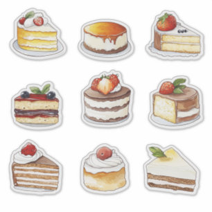 Aquarellwand der Kuchendessertkollektion Aufkleber