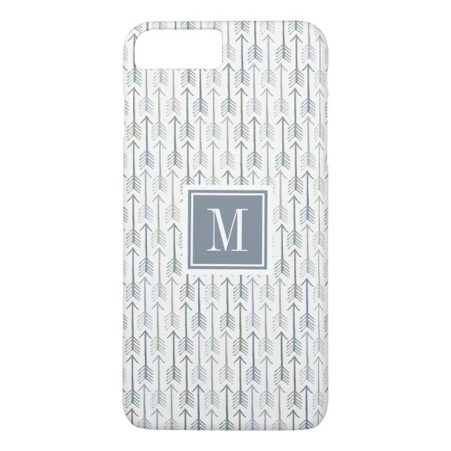 Aquarellwanderlust-Pfeil-Muster des Monogramm-| Case-Mate iPhone Hülle (Rückseite)