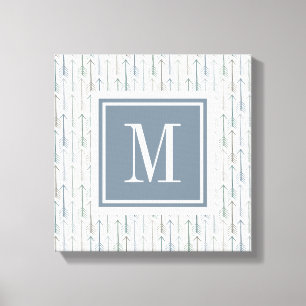 Aquarellwanderlust-Pfeil-Muster des Monogramm-  Leinwanddruck