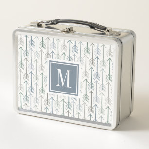 Aquarellwanderlust-Pfeil-Muster des Monogramm- Metall Brotdose