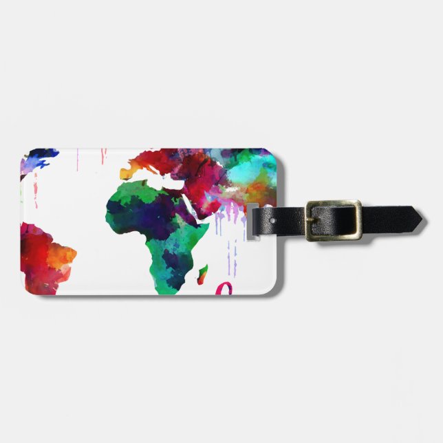 Aquarellwanderlust-Weltkarte Gepäckanhänger (Vorderseite horizontal)