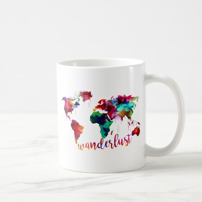 Aquarellwanderlust-Weltkarte Kaffeetasse (Rechts)