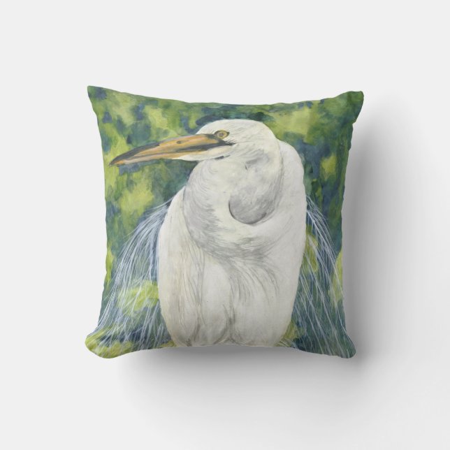 Aquarellwasser ibis GREEN Kissen (Vorderseite)