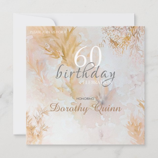 Aquarellweiche Pastell Blätter Geburtstag Einladung (Vorderseite)