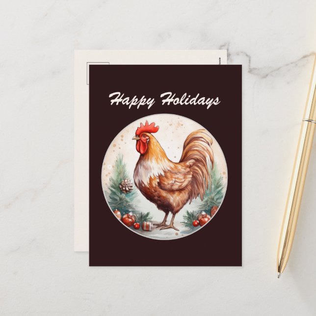 Aquarellweihe Weihnachtsbaum Feiertagspostkarte (Vorderseite/Rückseite Beispiel)