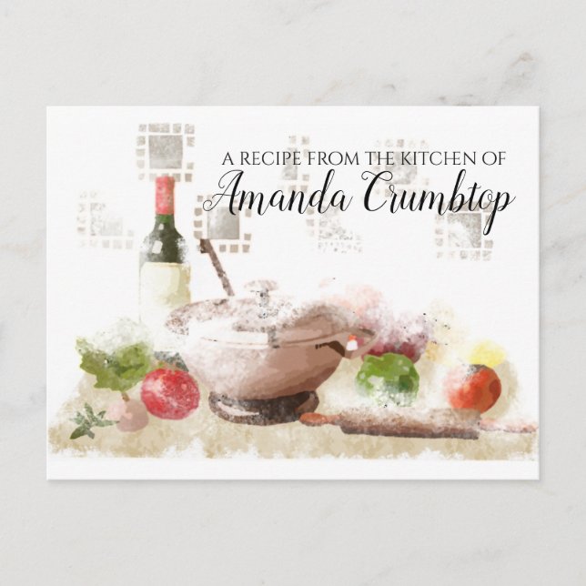 Aquarellwein personalisiertes Rezept Postkarte (Vorderseite)