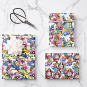 Aquarellwein Weihnachten Geschenkpapier Set