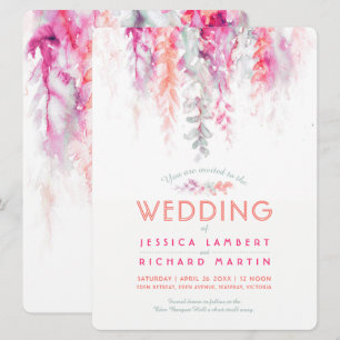 Aquarellweine Korallenrosa Hochzeit Einladung