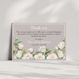 Aquarellweißrosenrahmen Trauerfeier Dankeskarte