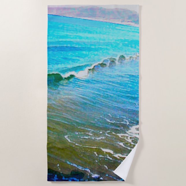 Aquarellwellen  strandtuch (Vorderseite)