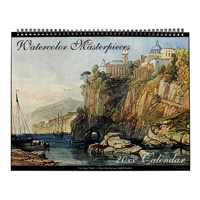 Aquarellwerke 2024 Vintag Art Große Mauer Kalender (Titelbild)