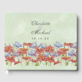 Aquarellwiese-Wildblumen Hochzeitstorch Gästebuch