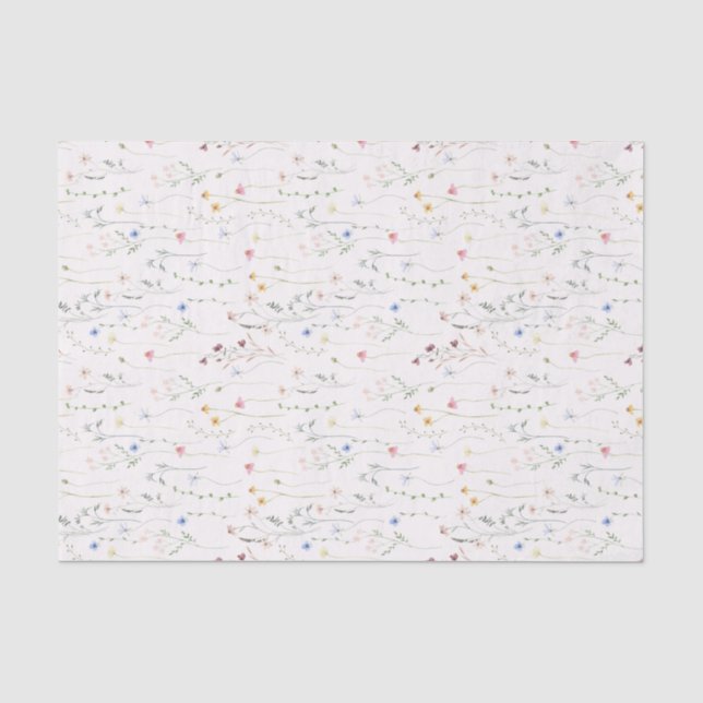 Aquarellwiese, Wildblumen weich rosa Seidenpapier (Vorderseite)