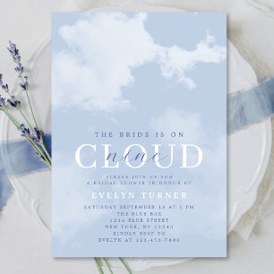 Aquarellwolke Nine Blau Weißes Brautparty Einladung