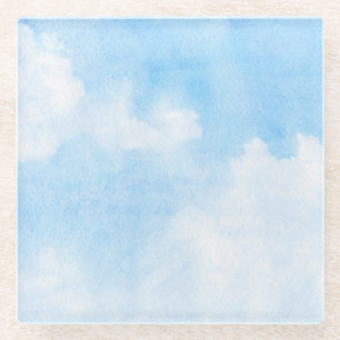 Aquarellwolken und Himmelhintergrund Glasuntersetzer