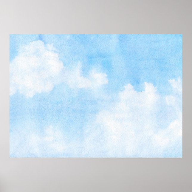 Aquarellwolken und Himmelshintergrund Poster (Vorne)